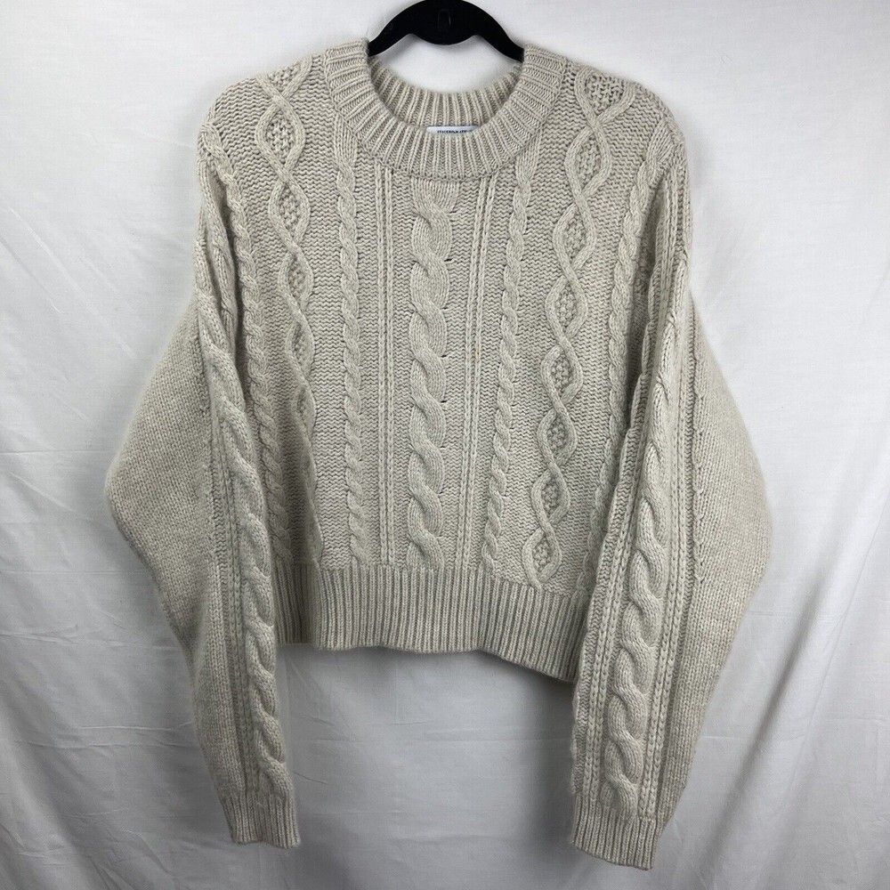 & Other Stories Stockholm Atelier Cream Wool Chunky Knit Cropped Sweater 8-10US